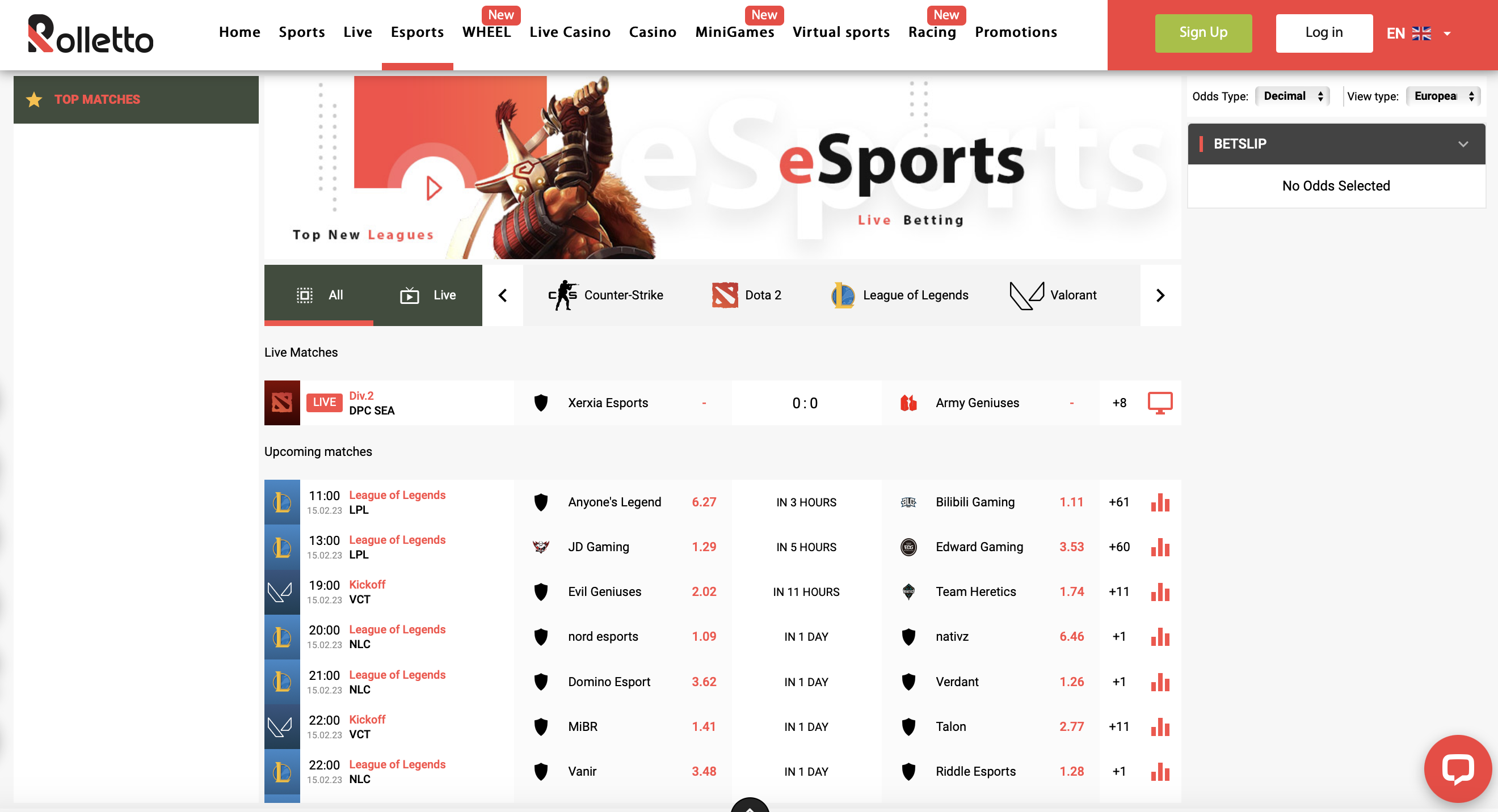 Rolletto Casino E-Sports
